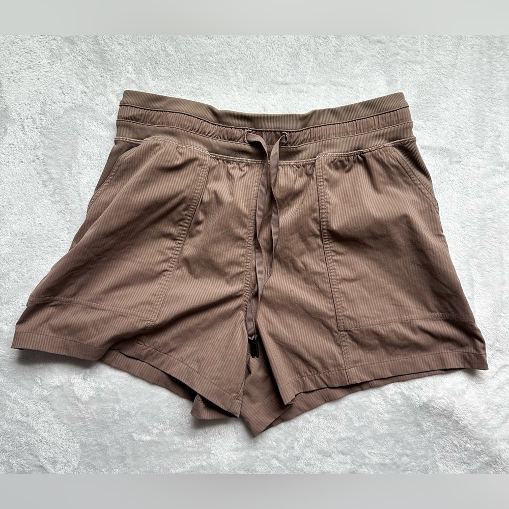 lululemon athletica Taupe Ribbed Drawstring Athletic Shorts